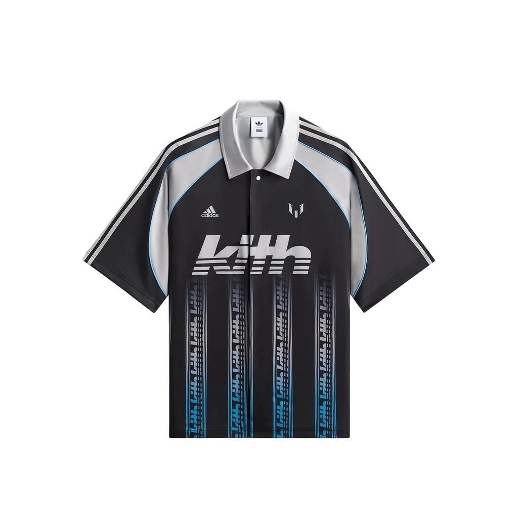 Adidas Originals X KITH X MESSI Soccer Jerseys Men's Black Lapel Moderate